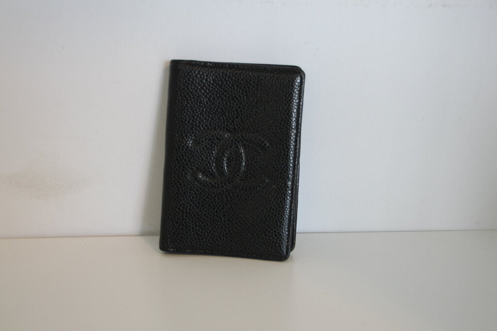 Chanel Vintage Black Caviar Leather Compact Wallet