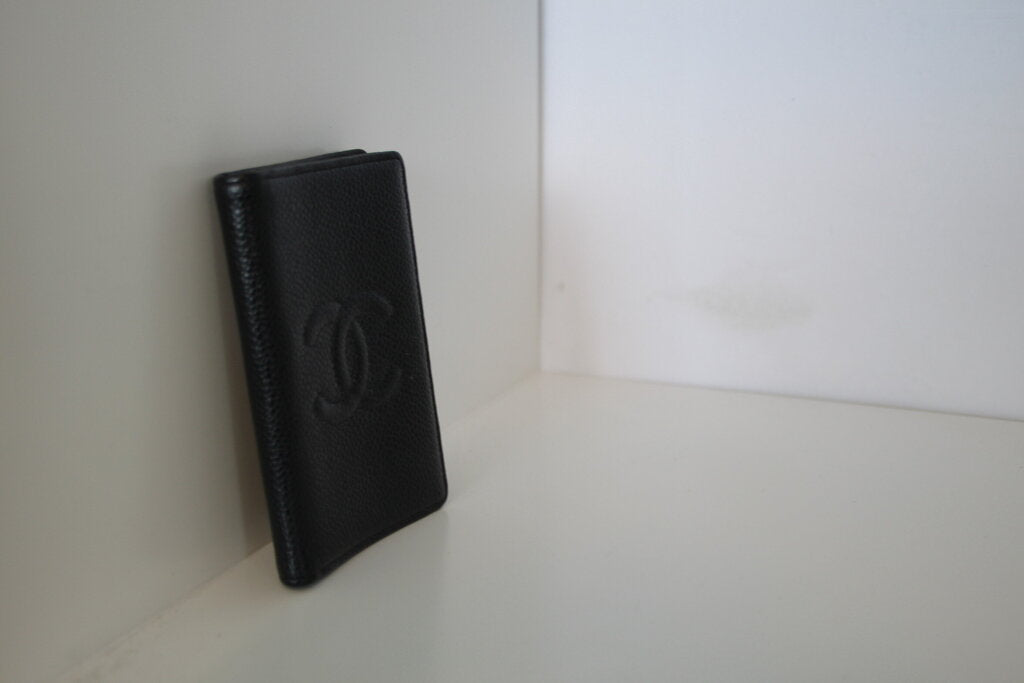 Chanel Vintage Black Caviar Leather Compact Wallet
