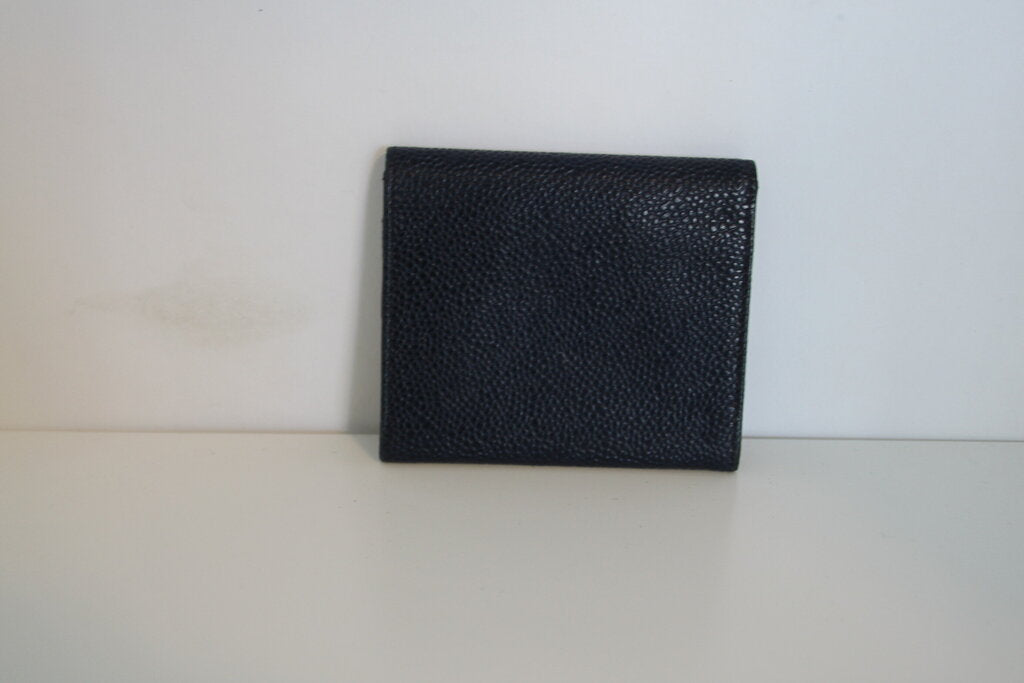 Chanel Vintage CC Logo Compact Flap Wallet - Blue Caviar Leather