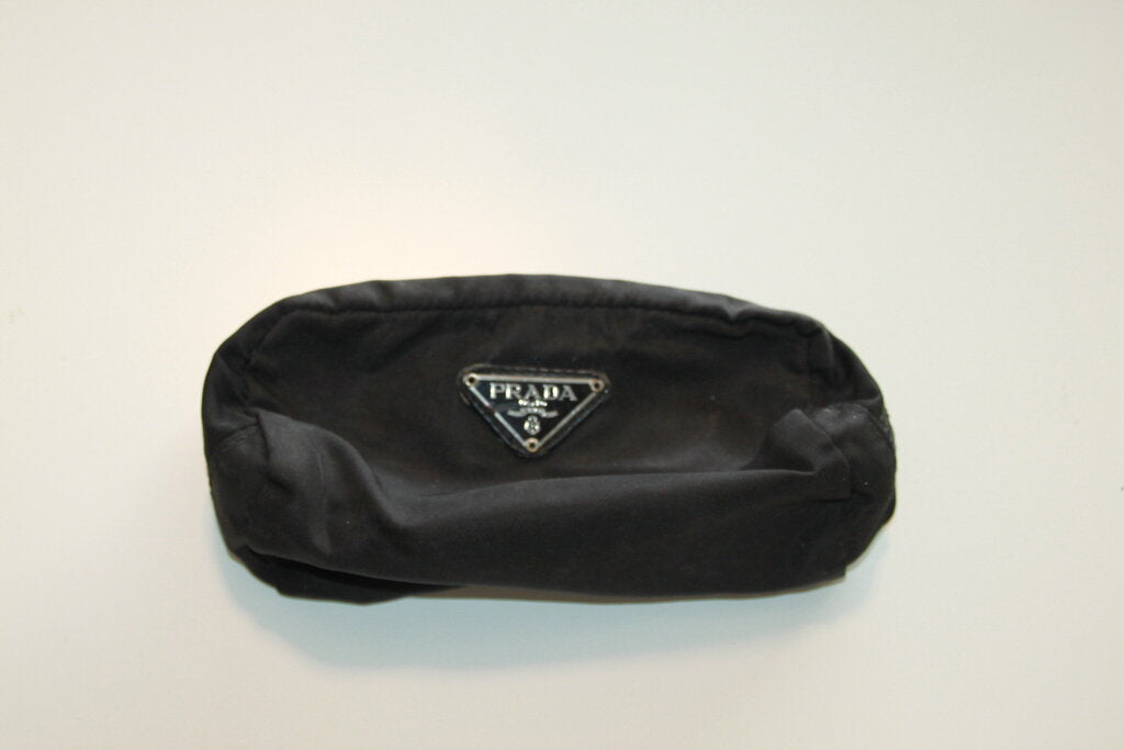 Prada Vintage Black Nylon Cosmetic Pouch Case Clutch