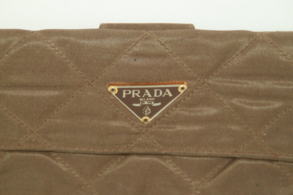 Prada Tessuto Quilted Khaki Nylon And Leather Wallet