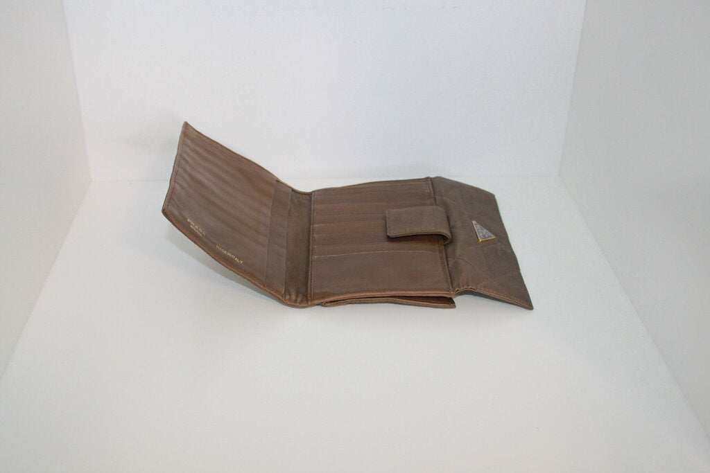 Prada Tessuto Quilted Khaki Nylon And Leather Wallet