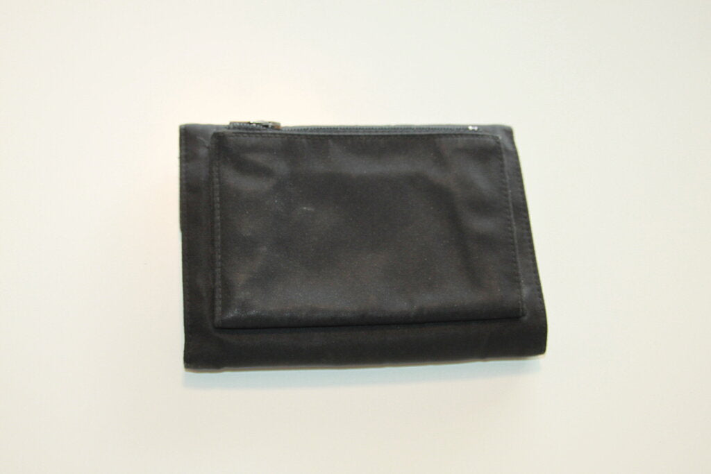 Prada Tessuto Nylon Black Saffiano Leather Wallet