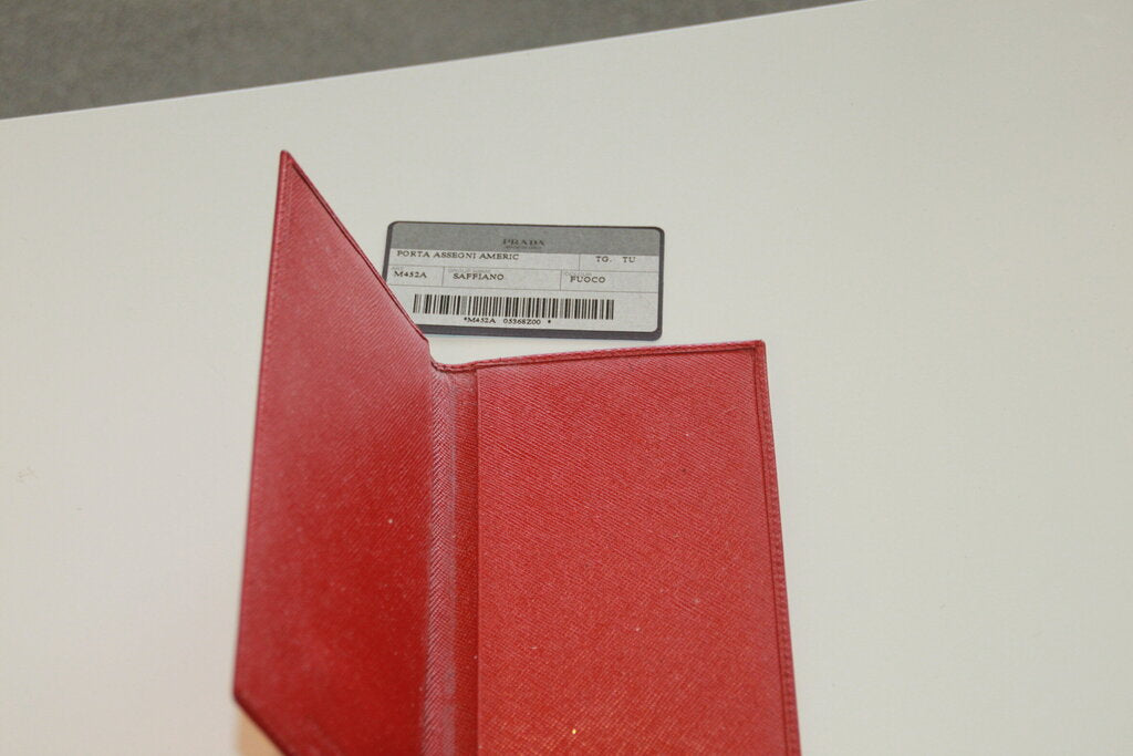 Prada Red Saffiano Leather Checkbook Cover
