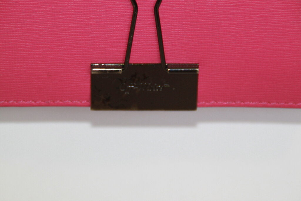 Off White Binder Clip Fuchsia Pink Leather Crossbody Bag