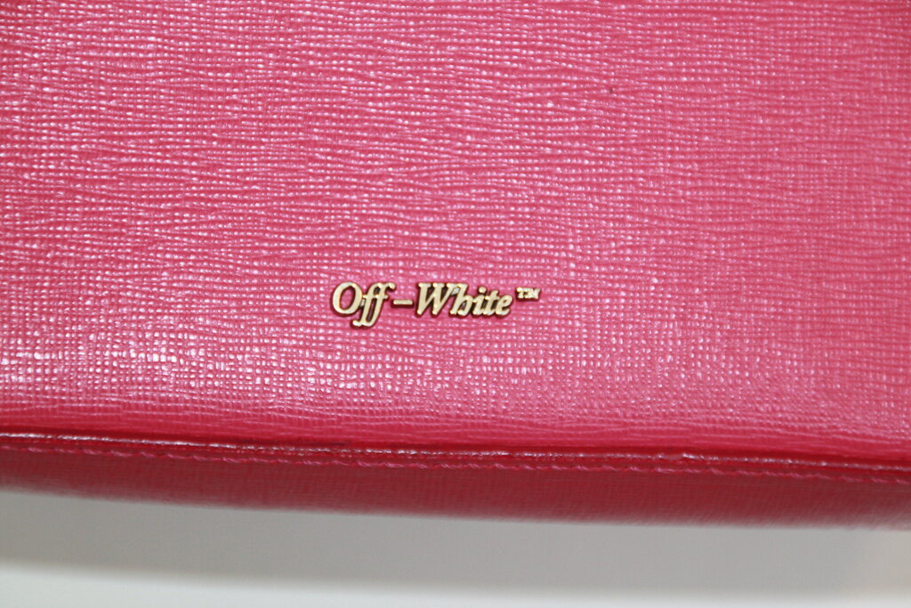 Off White Binder Clip Fuchsia Pink Leather Crossbody Bag
