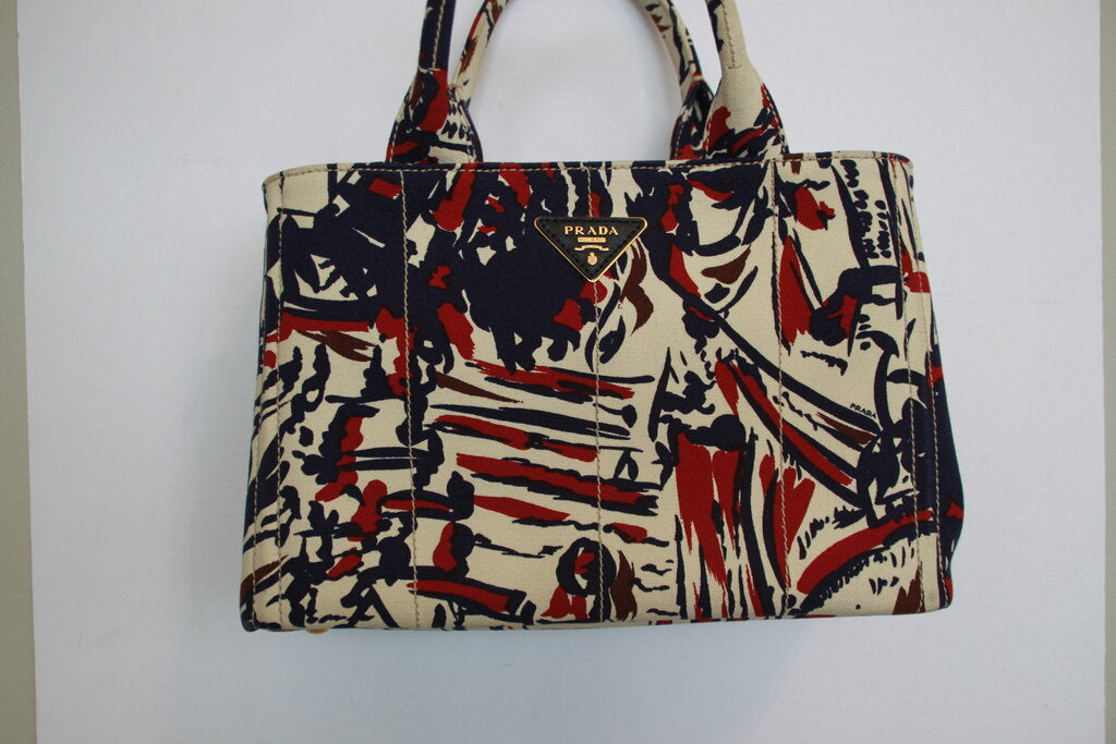 Prada Canapa Printed Canvas Tote Bag