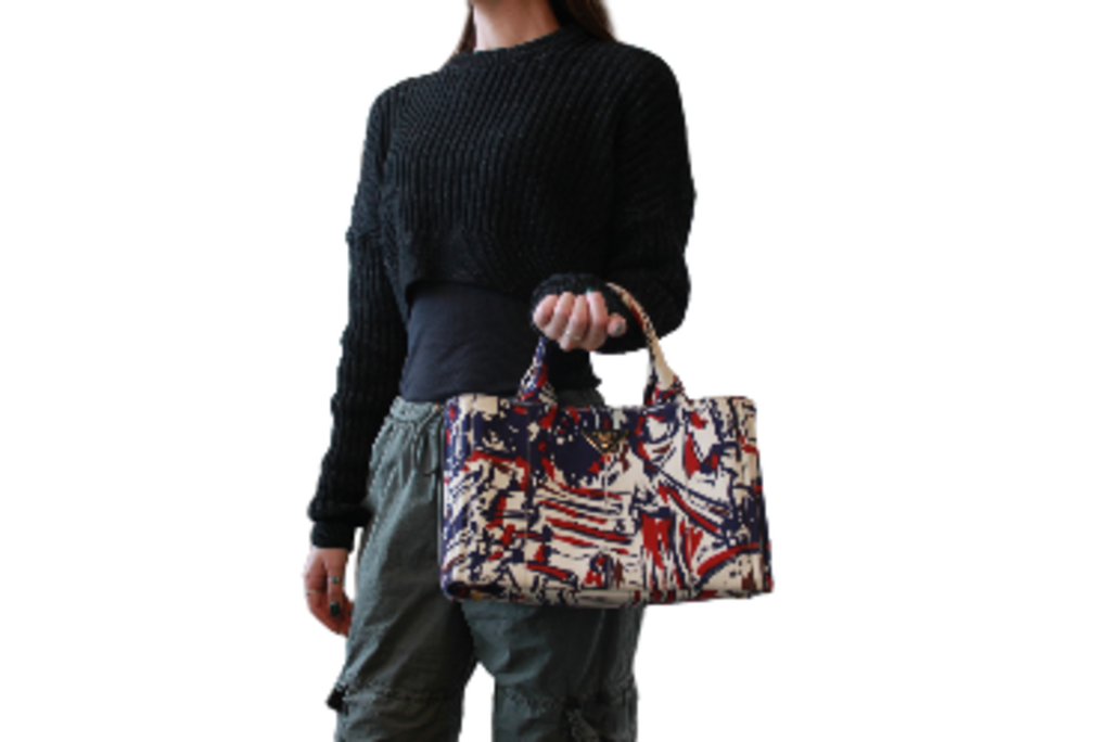 Prada Canapa Printed Canvas Tote Bag