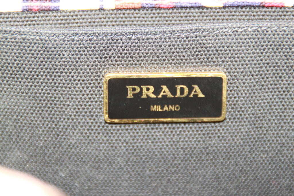 Prada Canapa Printed Canvas Tote Bag