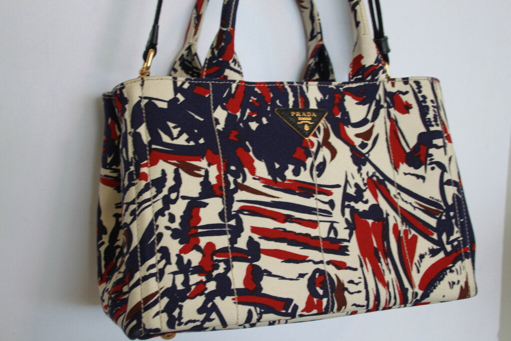Prada Canapa Printed Canvas Tote Bag