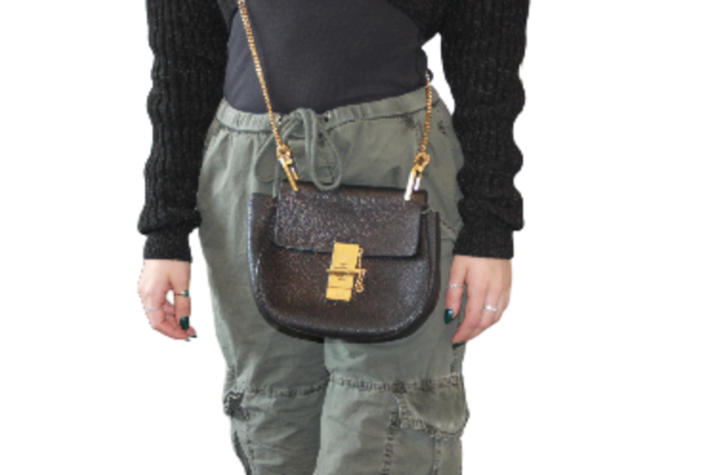 Chloe Drew Small Black Leather Saddle Crossbody Bag - Gold Hardware