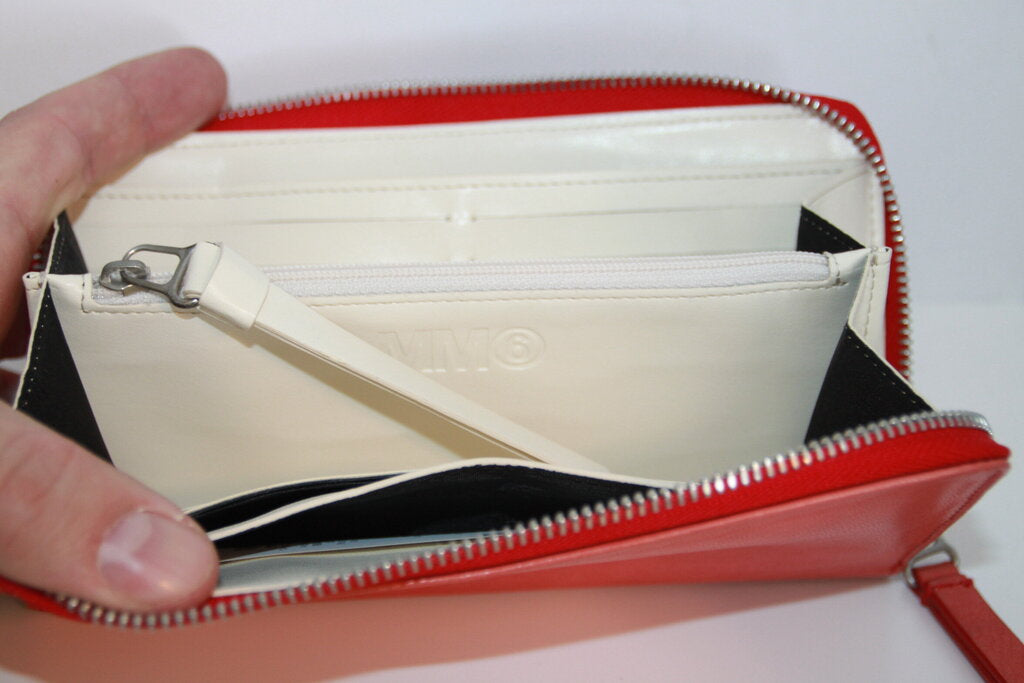 MM6 Maison Margiela Red Leather Zip Wallet
