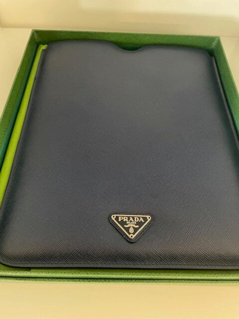 Prada Saffiano Blue Leather iPad Case