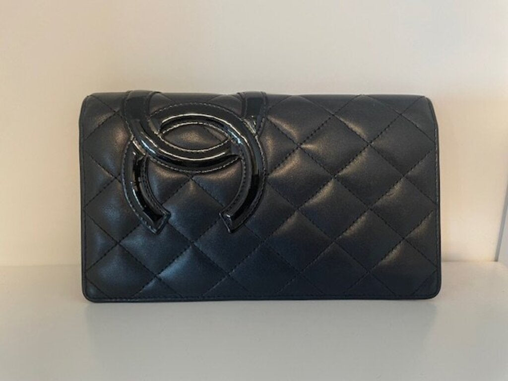 Chanel Cambon Black Leather Long Wallet