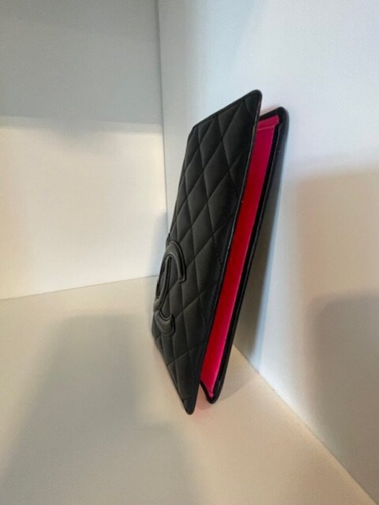 Chanel Cambon Black Leather Long Wallet