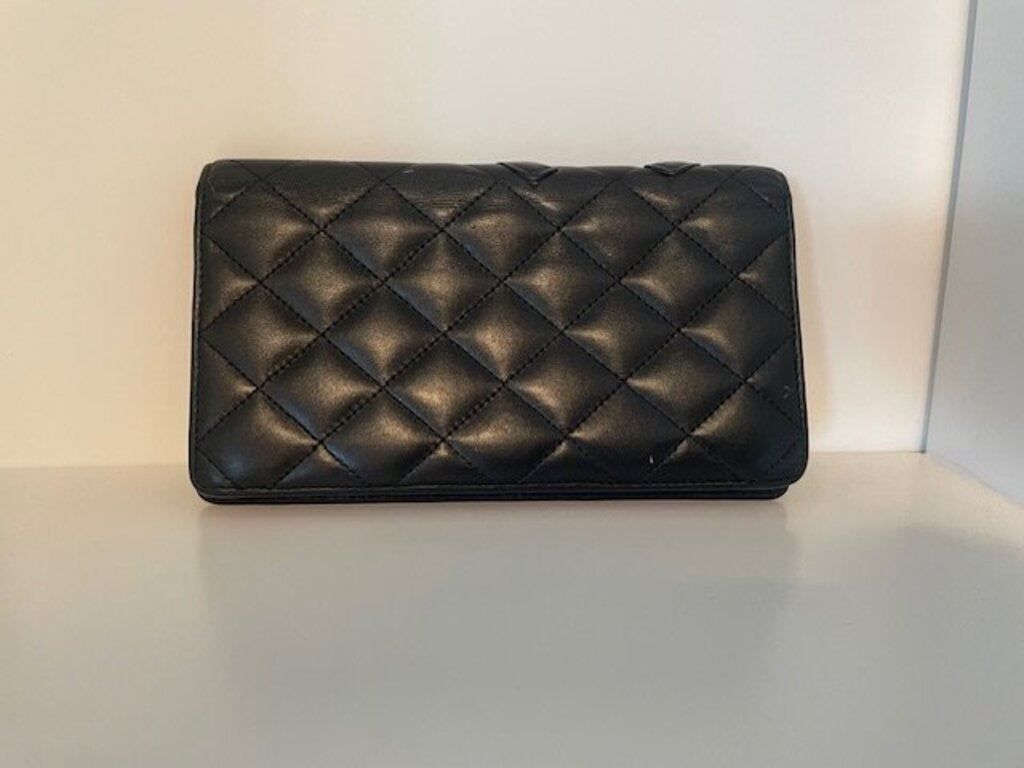 Chanel Cambon Black Leather Long Wallet