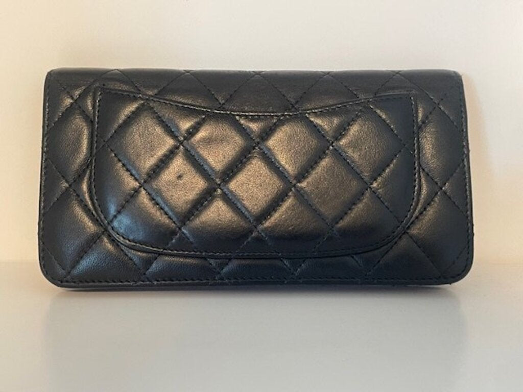 Chanel Matelasse Black Leather Classic Long Bifold Wallet