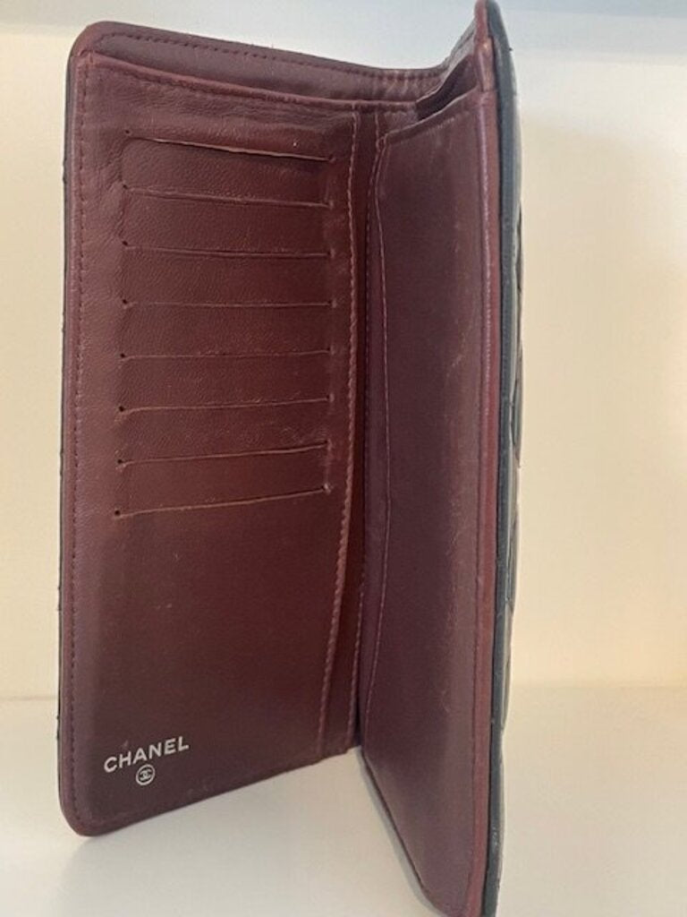Chanel Matelasse Black Leather Classic Long Bifold Wallet