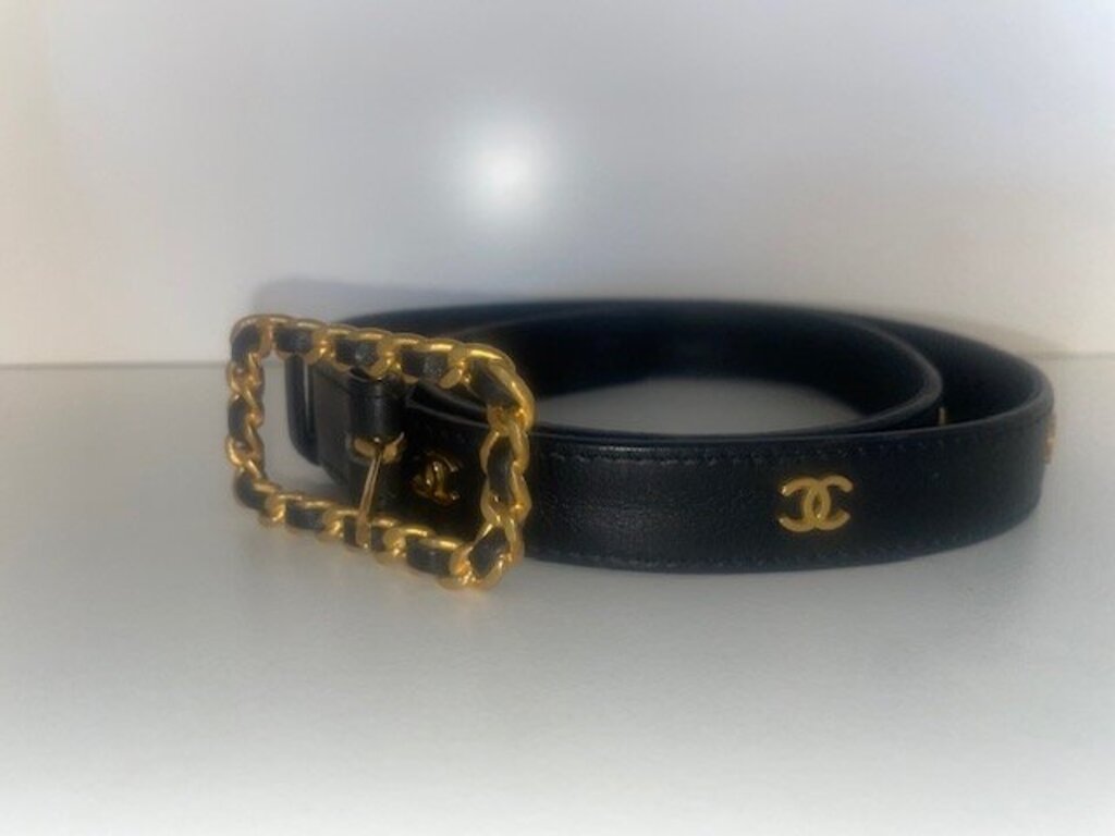 Chanel Vintage 1995 Black Leather Belt - 75/30