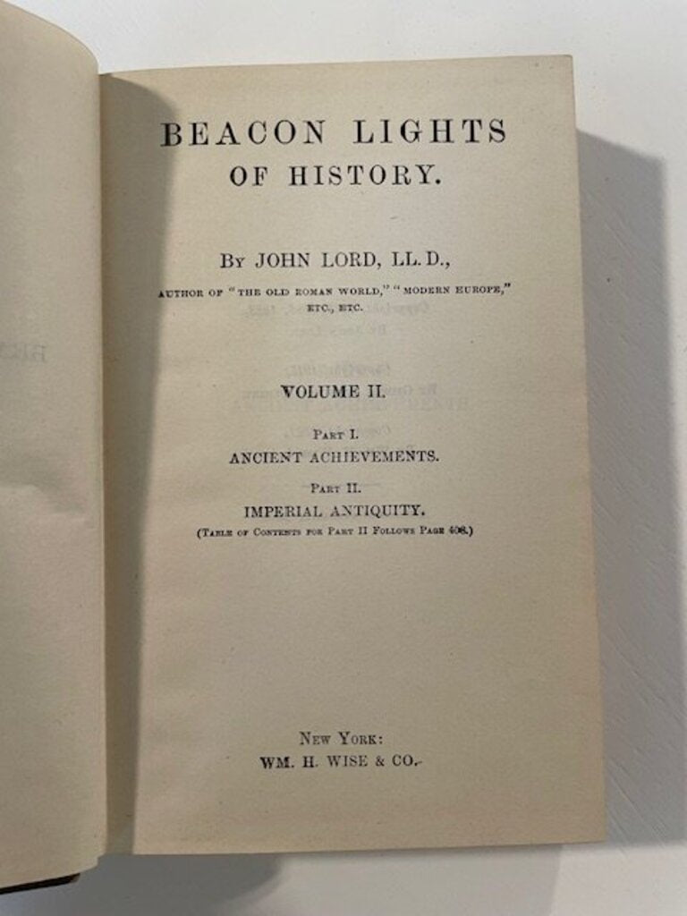 John Lord Beacon Lights Of History Vol II Jewish Heroes & Prophets - 1921 Edition