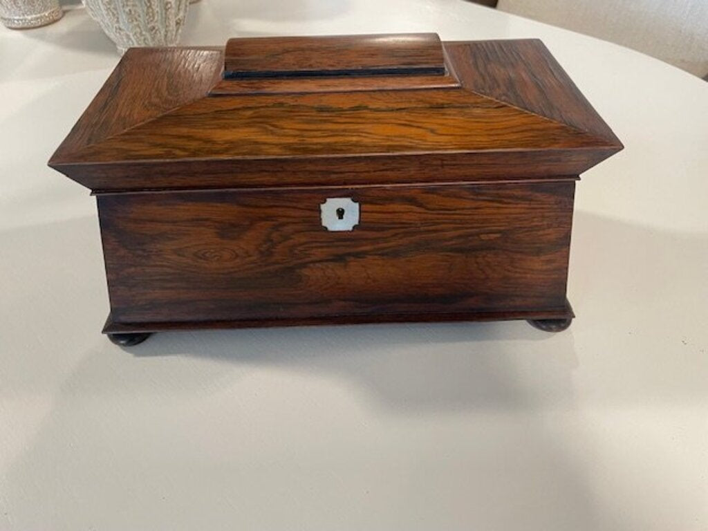 Regency Rosewood Sarcophagus Tea Caddy- 15X8X8H