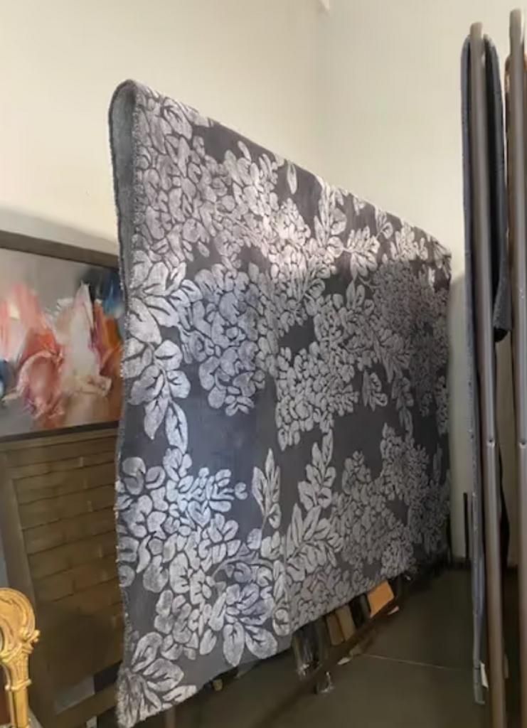 Custom Grey & Silver Floral Wool Rug- 12X12