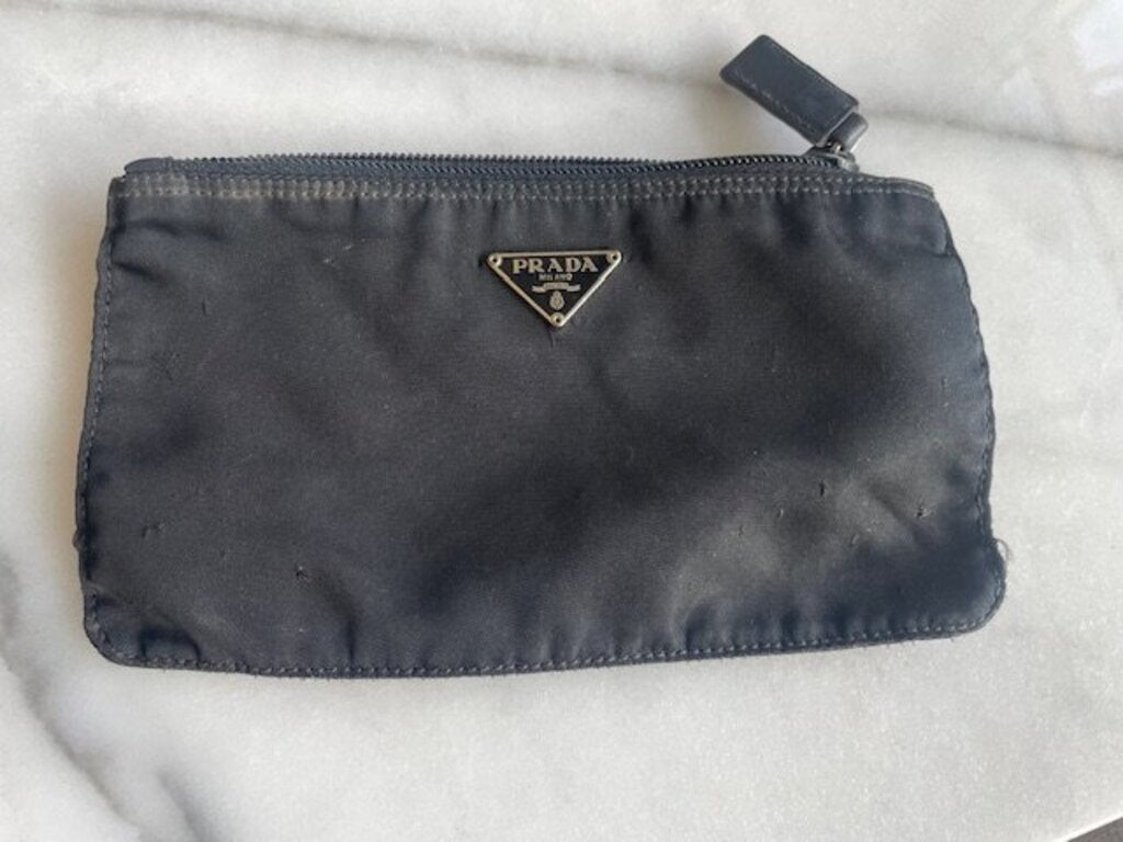 Prada Nylon Slim Cosmetic Pouch Make Up Bag