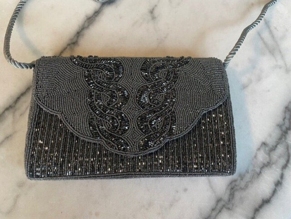Hand-Beaded Scalloped Envelope Clutch