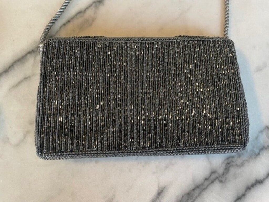 Hand-Beaded Scalloped Envelope Clutch