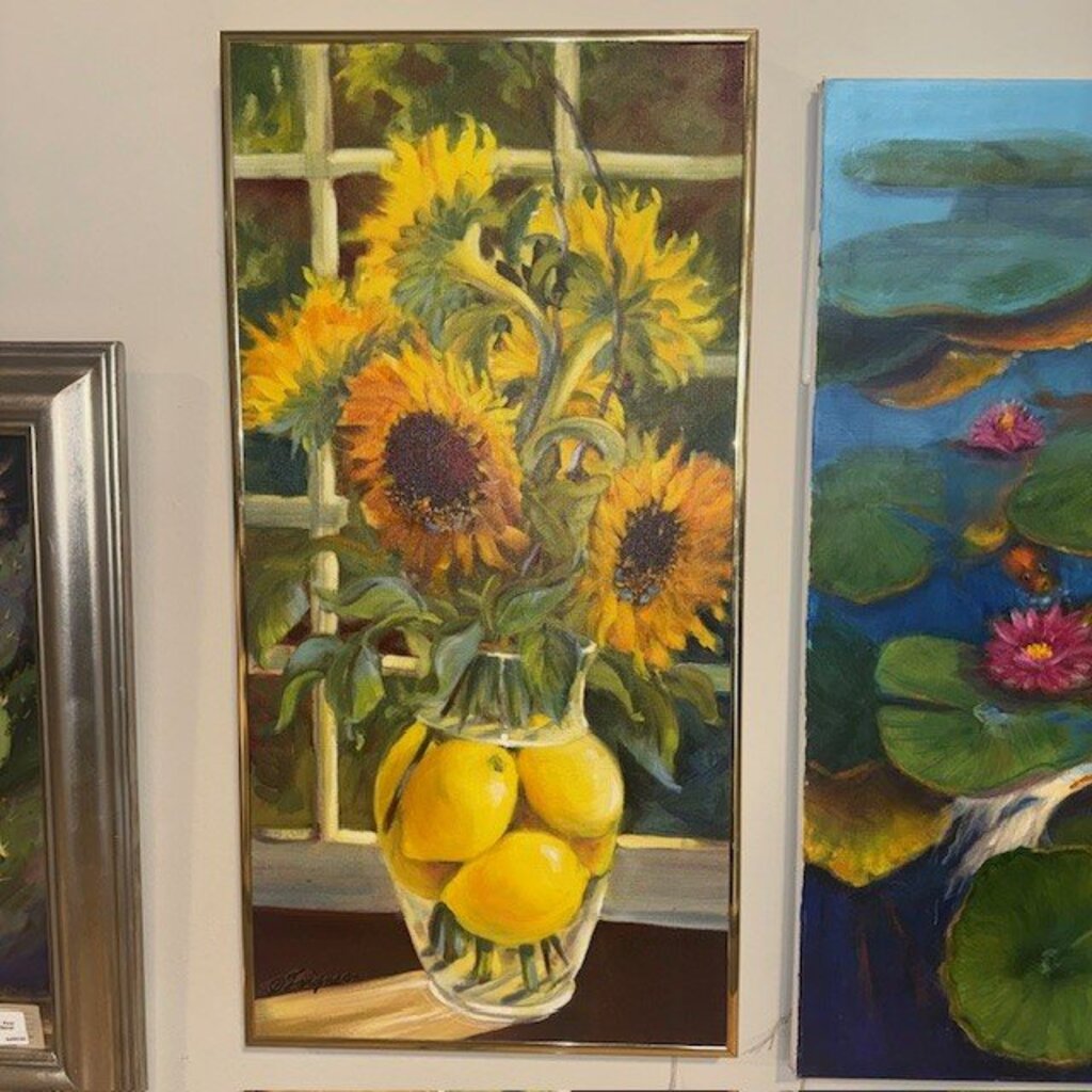 Sunflowers & Lemons Framed by Doris Frignac - 15.5X30.5