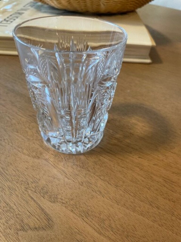 Strawberry Diamond Fan Cut Glass Tumbler - 3X4H