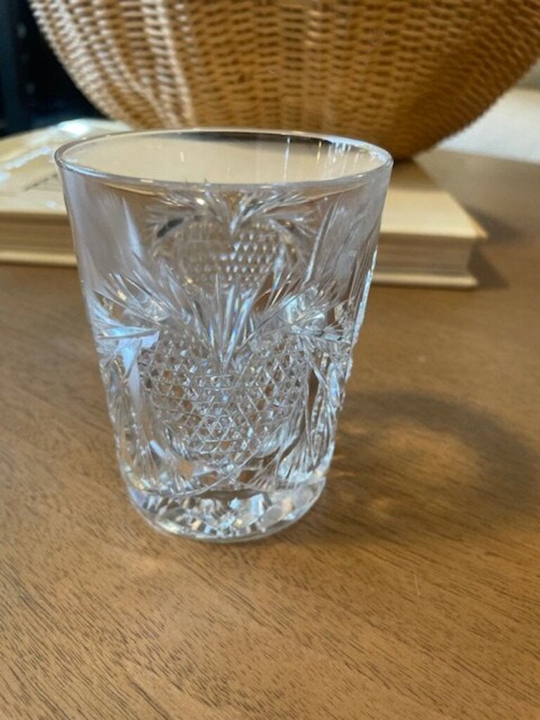 Strawberry Diamond Fan Cut Glass Tumbler - 3X4H