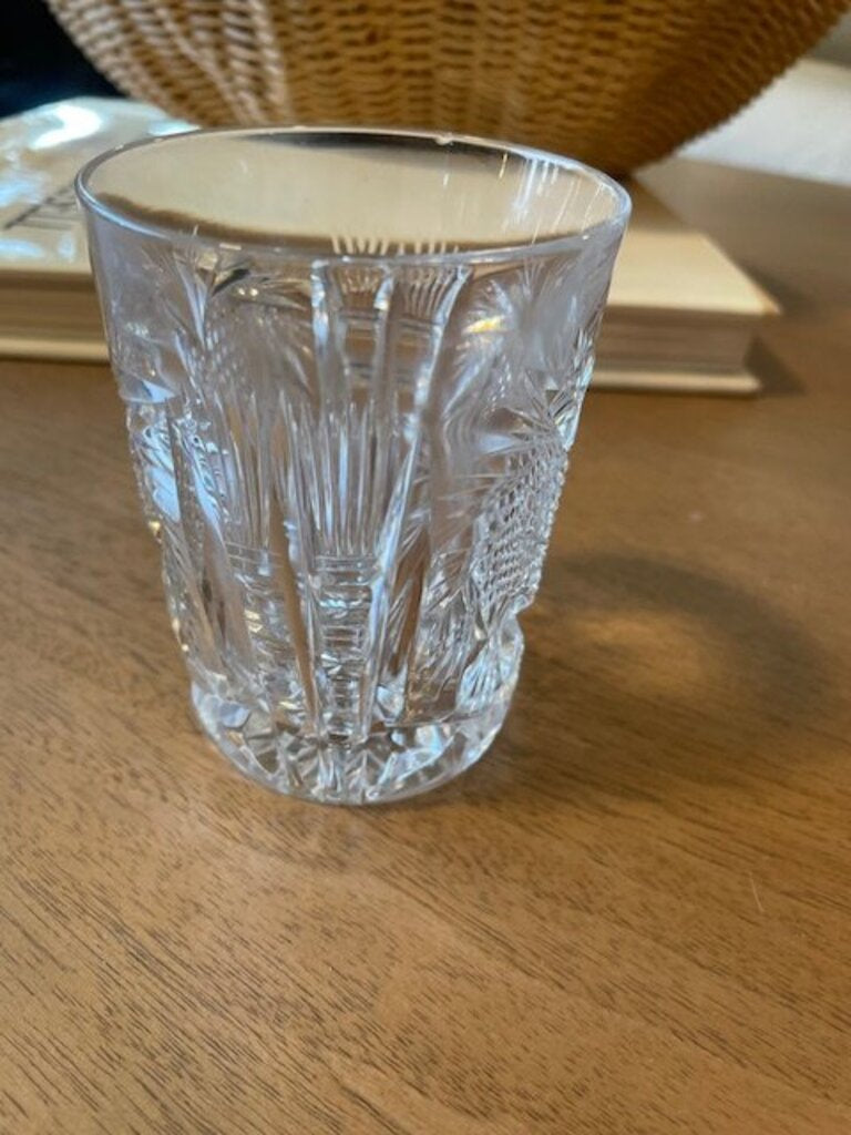 Strawberry Diamond Fan Cut Glass Tumbler - 3X4H