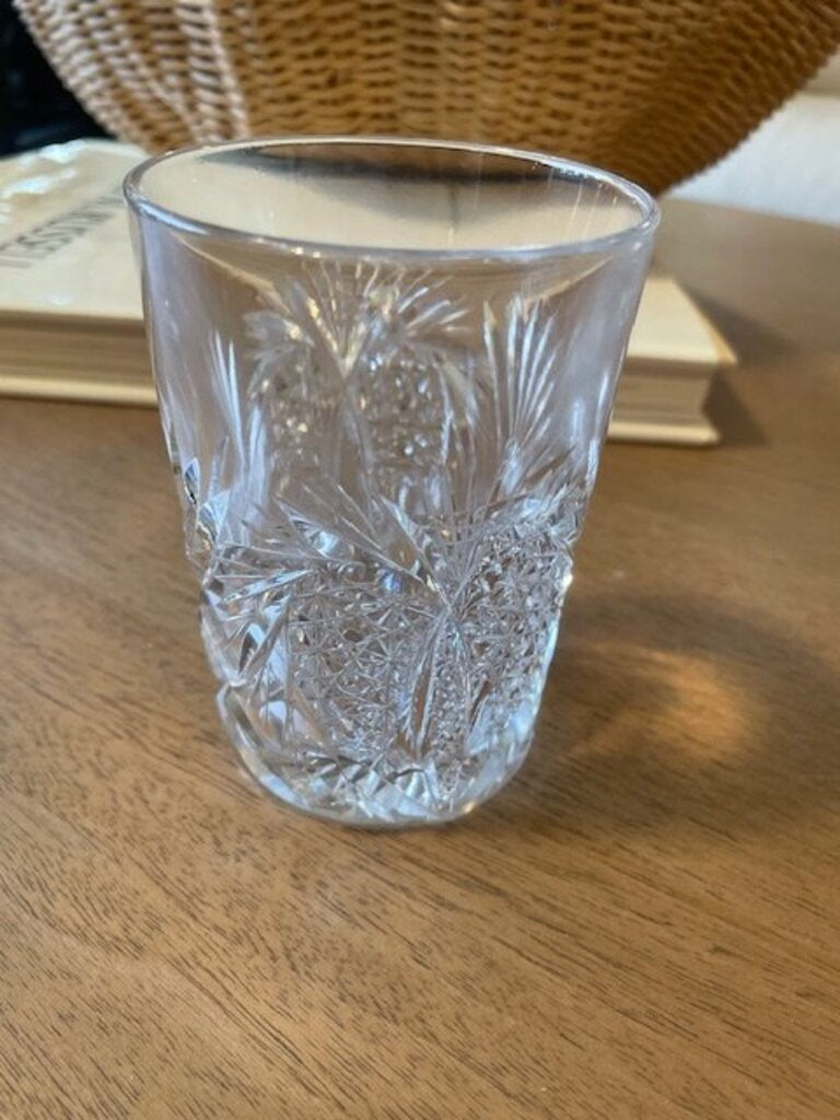 American Brilliant Period Strawberry Diamond Cut Glass Tumbler - 3X4H