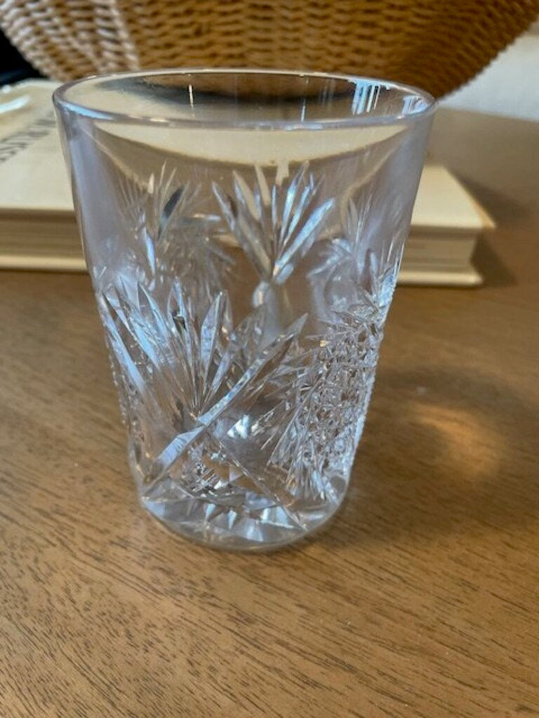 American Brilliant Period Strawberry Diamond Cut Glass Tumbler - 3X4H