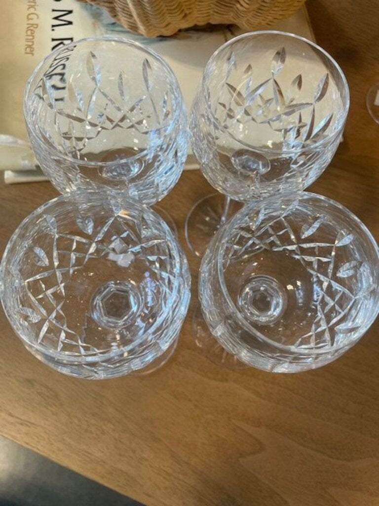 Waterford Crystal Lismore Clear Cut Crystal Hock Wine Glasses - 7.5H