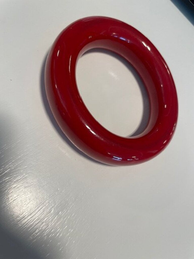 Chicos Bold Red Glossy Resin Donut Statement Bangle