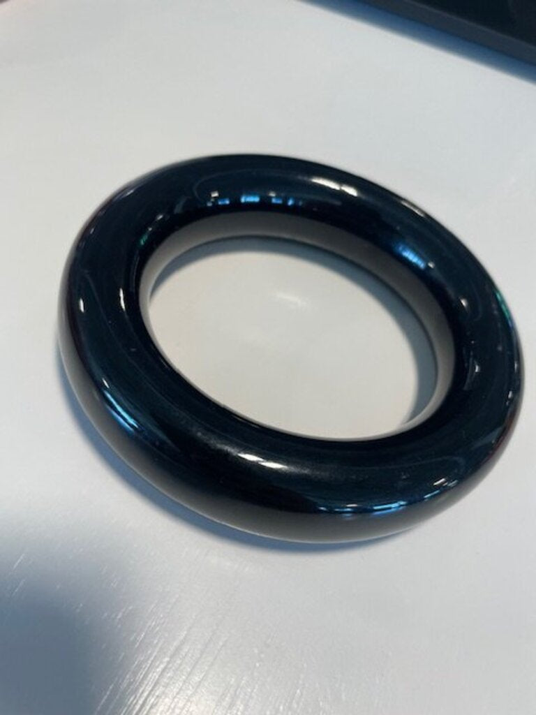 Chicos Bold Black Glossy Resin Donut Statement Bangle