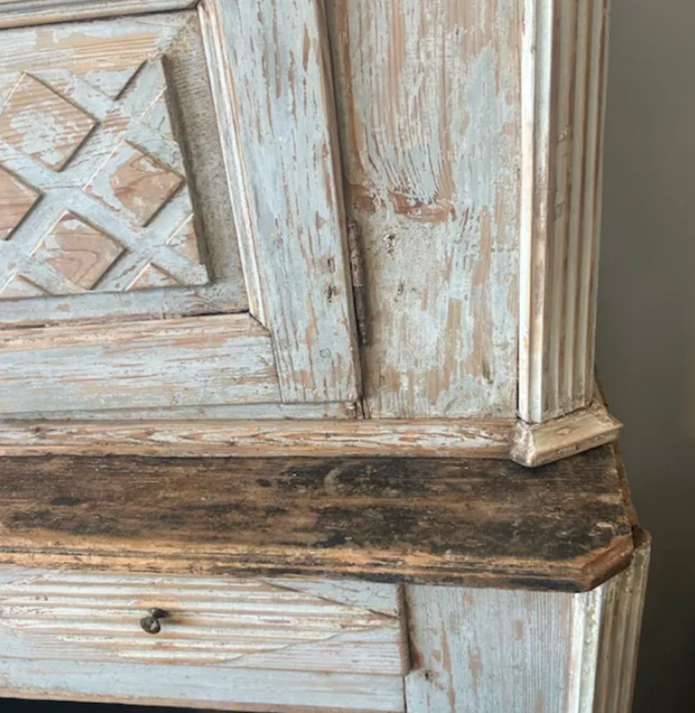 Antique Swedish Gustavian 18th C. Carved Armoire- 50X23X82