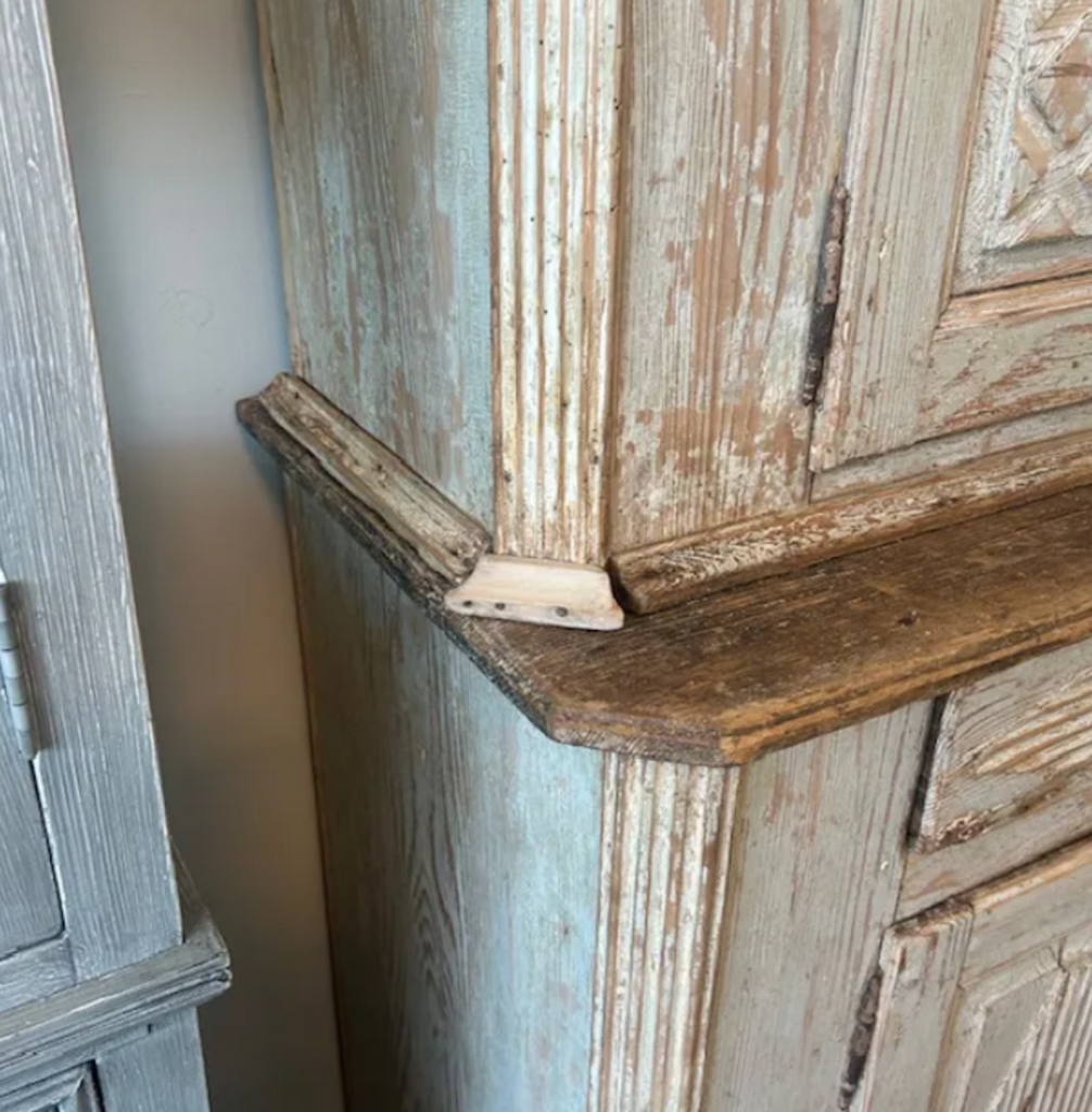 Antique Swedish Gustavian 18th C. Carved Armoire- 50X23X82