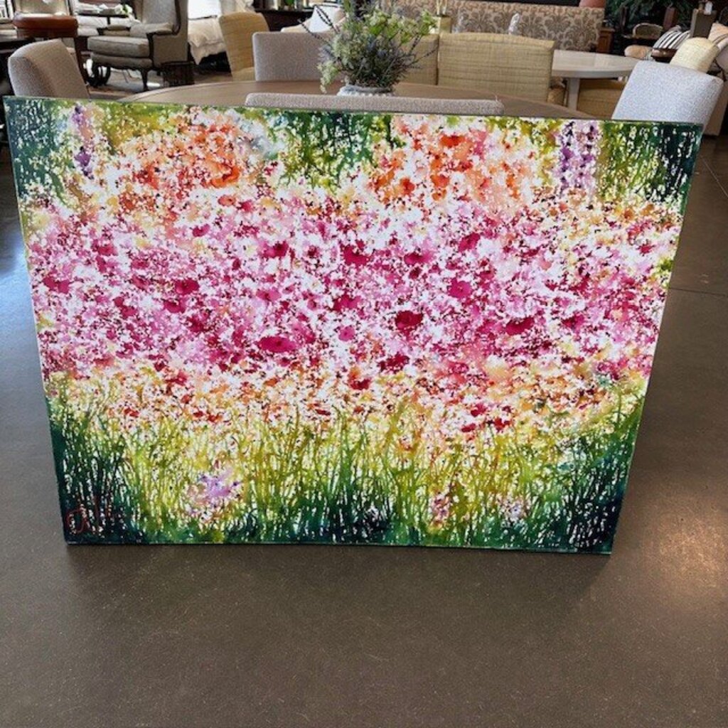 Floral Painting on Canvas by J. Johnson