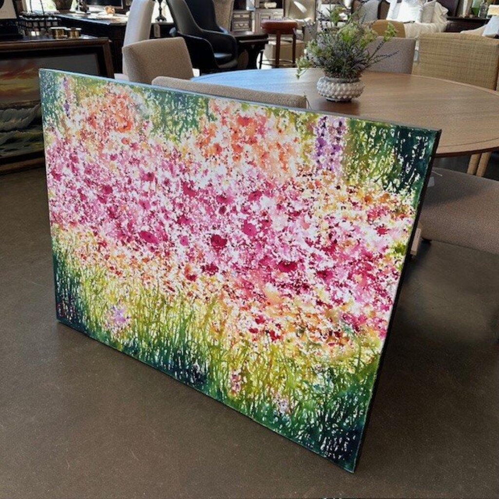 Floral Painting on Canvas by J. Johnson