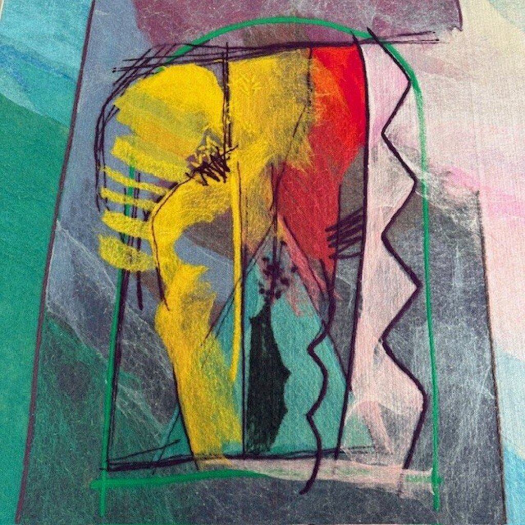 Vintage Hand Painted Wool Tapestry By Israeli Artist Calman Shemi