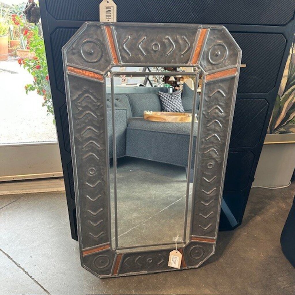 Rectangular Metal Mirror W/ Copper Inserts