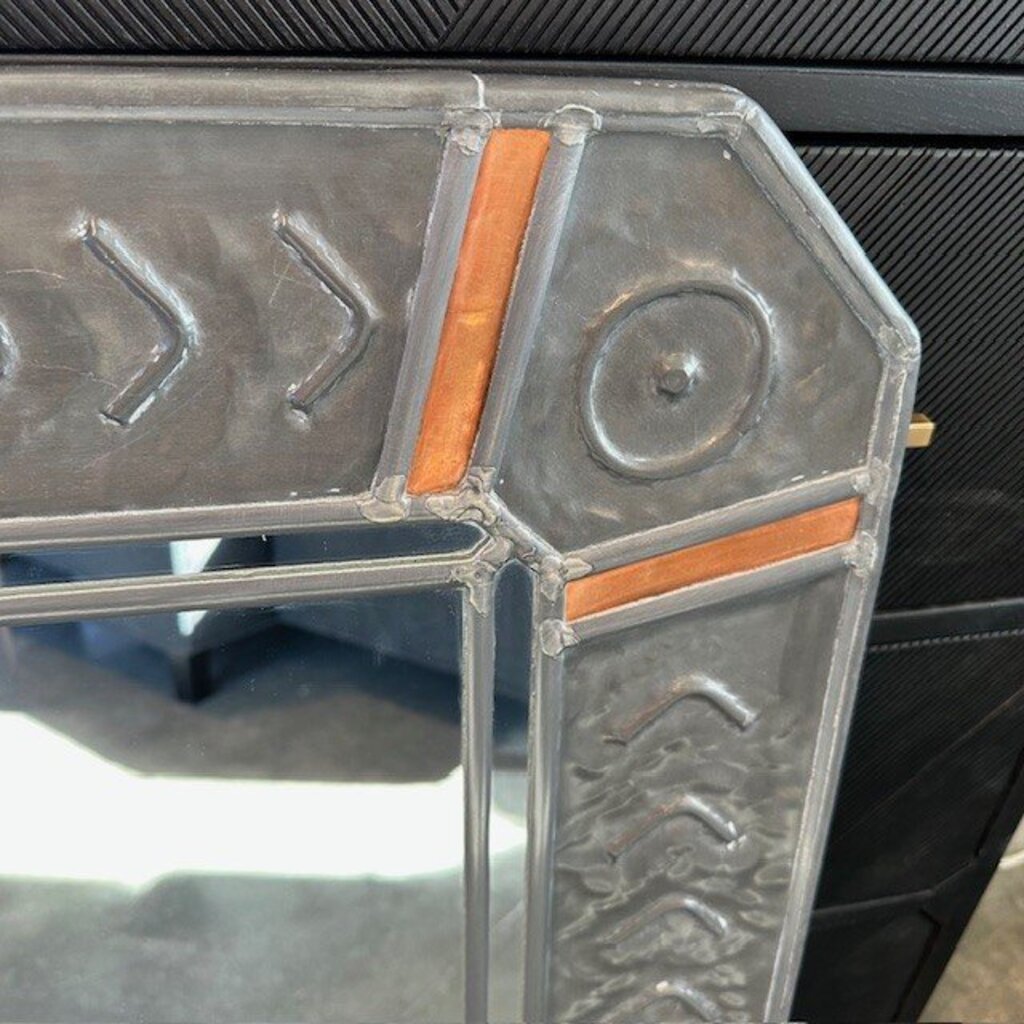 Rectangular Metal Mirror W/ Copper Inserts