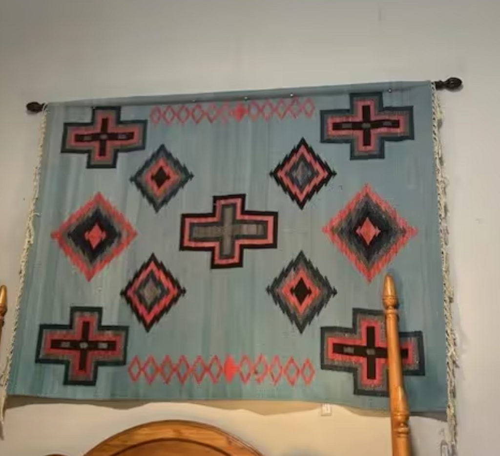 Vintage Blue Rug Wall Hanging