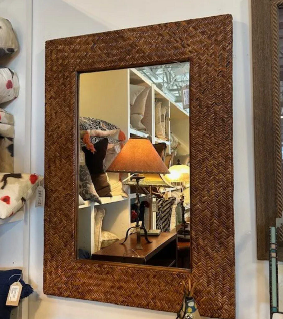 Chevron Woven Wicker Mirror- 32X43H