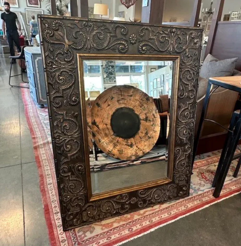Ornate Wood Mirror W/Gold Accents