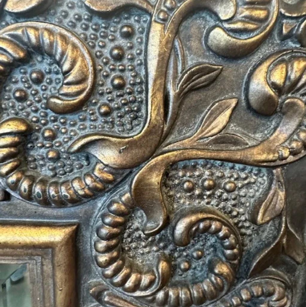 Ornate Wood Mirror W/Gold Accents