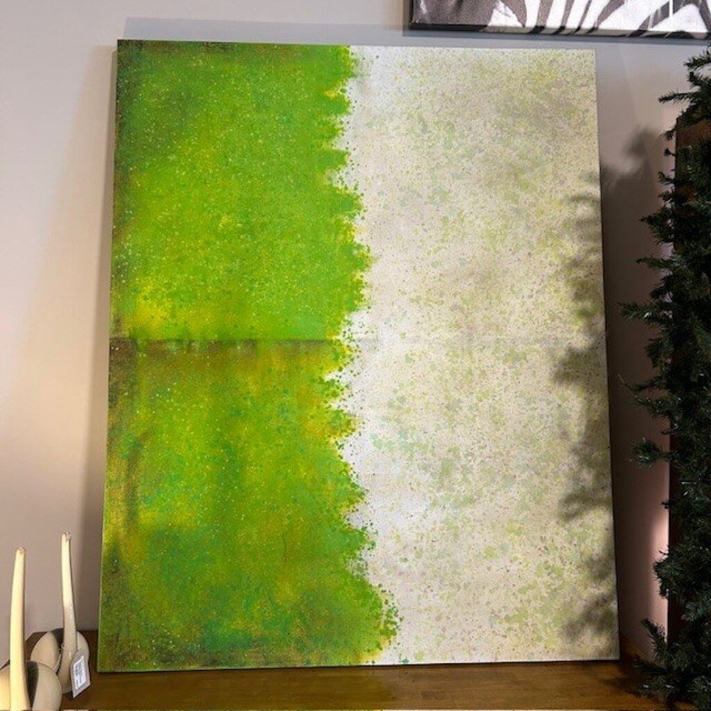 Original Lime Green & Cream Art On Canvas